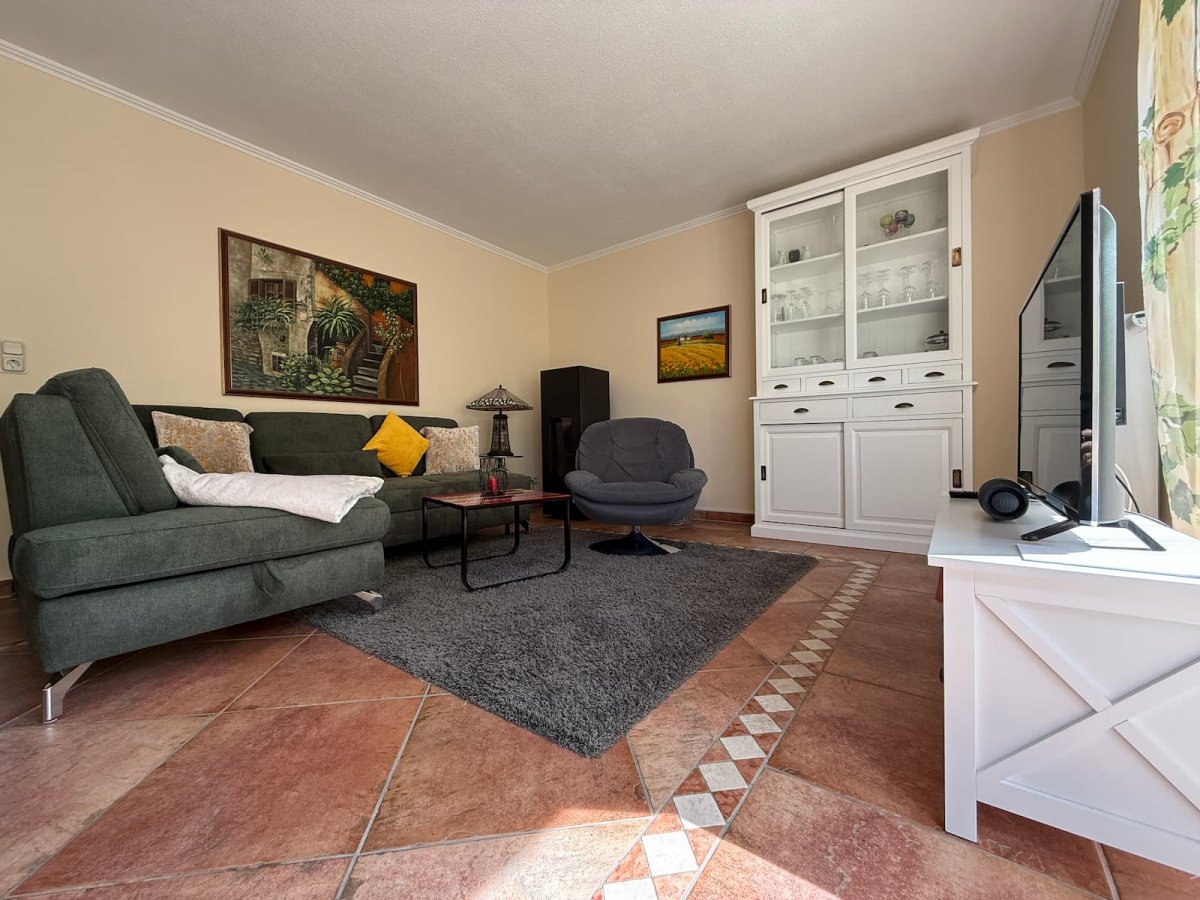 Wohnzimmer im Ferienhaus Fischersteig in Canow